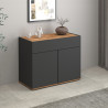 Buffet/bahut moderne 80 cm anthracite mat/chêne wotan Grana