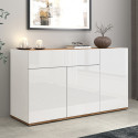 Buffet/bahut moderne 120 cm blanc/ch&ecirc;ne wotan Grana