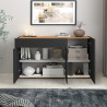 Buffet/bahut moderne 120 cm anthracite mat/chêne wotan Grana