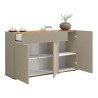 Buffet/bahut moderne 120 cm taupe/chêne wotan Grana