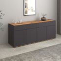 Buffet/bahut moderne 160 cm anthracite mat/ch&ecirc;ne wotan Grana