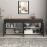 Buffet/bahut moderne 160 cm anthracite mat/chêne wotan Grana