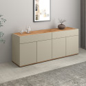Buffet/bahut moderne 160 cm taupe/ch&ecirc;ne wotan Grana