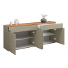 Buffet/bahut moderne 160 cm taupe/chêne wotan Grana