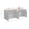 Buffet/bahut moderne 160 cm taupe/chêne wotan Grana