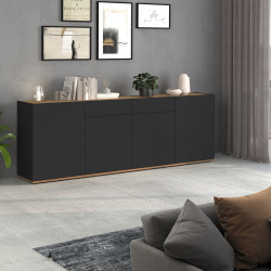 Buffet/bahut moderne 200 cm anthracite mat/chêne wotan Grana