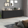 Buffet/bahut moderne 200 cm anthracite mat/chêne wotan Grana