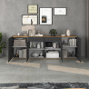 Buffet/bahut moderne 200 cm anthracite mat/chêne wotan Grana