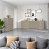 Buffet/bahut moderne 200 cm taupe/chêne wotan Grana
