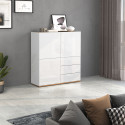 Buffet haut moderne blanc/ch&ecirc;ne wotan Grana