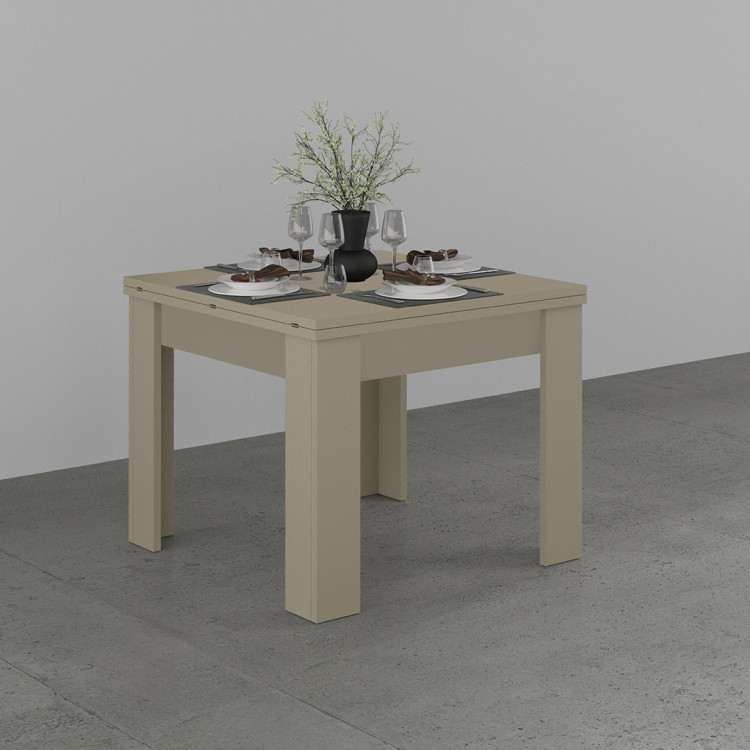 Table de salle à manger extensible 90/180 cm coloris taupe Jessica