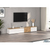 Meuble TV suspendu moderne blanc brillant/chêne wotan Isayane