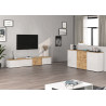 Meuble TV suspendu moderne blanc brillant/chêne wotan Isayane