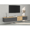Meuble TV suspendu moderne anthracite mat/chêne wotan Isayane