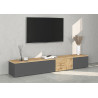 Meuble TV suspendu moderne anthracite mat/chêne wotan Isayane