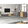 Meuble TV suspendu moderne anthracite mat/chêne wotan Isayane