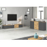 Meuble TV suspendu moderne anthracite mat/chêne wotan Isayane