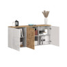 Buffet/bahut moderne 150 cm blanc brillant/chêne wotan Isayane
