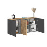 Buffet/bahut moderne 150 cm anthracite mat/chêne wotan Isayane