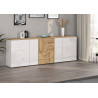 Buffet/bahut moderne 200 cm blanc brillant/chêne wotan Isayane