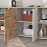 Buffet/bahut moderne 200 cm blanc brillant/chêne wotan Isayane