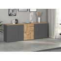 Buffet/bahut moderne 200 cm anthracite mat/ch&ecirc;ne wotan Isayane