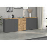 Buffet/bahut moderne 200 cm anthracite mat/chêne wotan Isayane