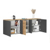 Buffet/bahut moderne 200 cm anthracite mat/chêne wotan Isayane