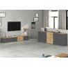 Buffet/bahut moderne 200 cm anthracite mat/chêne wotan Isayane