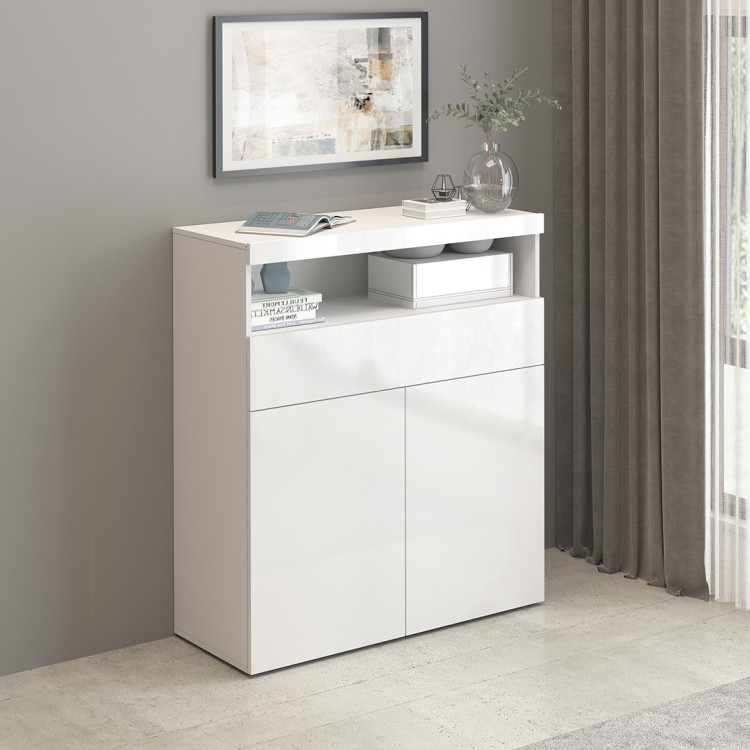 Buffet haut moderne blanc brillant Enaya