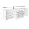 Buffet/bahut moderne 220 cm blanc brillant Enaya