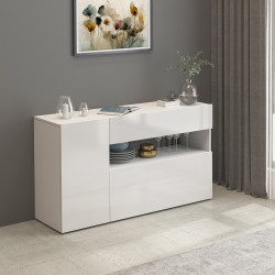 Buffet/bahut moderne 140 cm blanc brillant Enaya