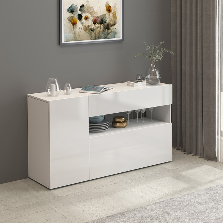 Buffet/bahut moderne 140 cm blanc brillant Enaya