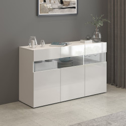Buffet/bahut moderne 130 cm blanc brillant Enaya