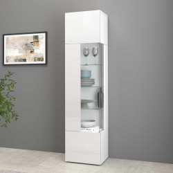 Vitrine moderne 45 cm blanc brillant Keops