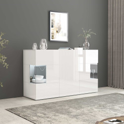 Buffet/bahut moderne 135 cm blanc brillant Keops