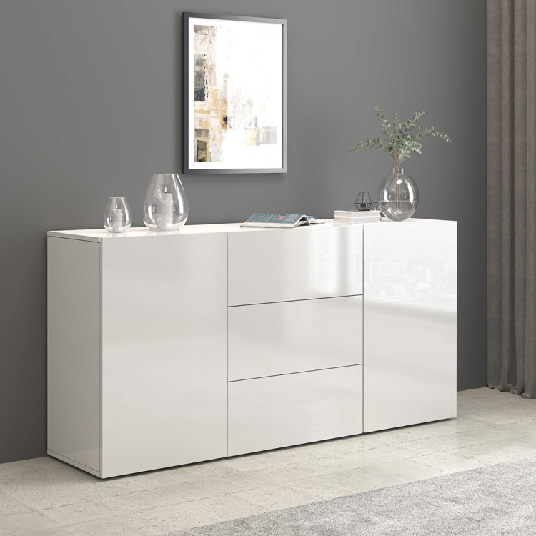 Buffet/bahut moderne 160 cm blanc brillant Keops