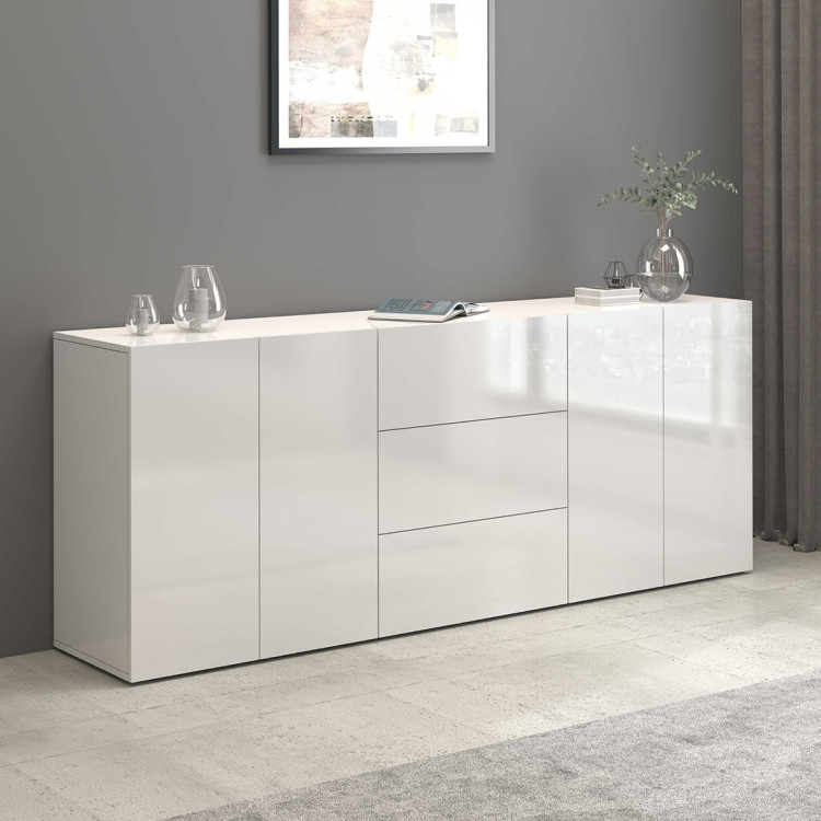 Buffet/bahut moderne 200 cm blanc brillant Keops