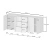 Buffet/bahut moderne 200 cm blanc brillant Keops