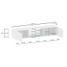 Meuble TV moderne 180 cm blanc brillant Keops