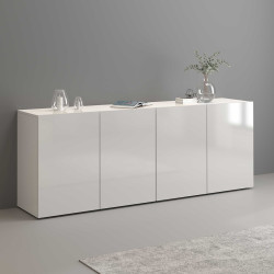 Buffet/bahut moderne 4 portes blanc brillant Keops