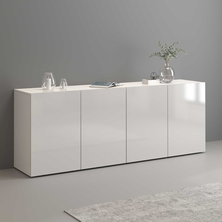 Buffet/bahut moderne 4 portes blanc brillant Keops