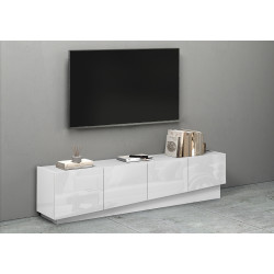 Meuble TV moderne 180 cm blanc brillant Valencia