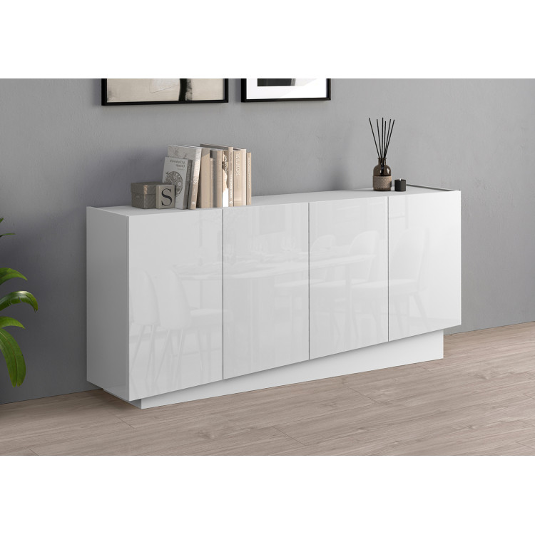 Buffet/bahut moderne 160 cm blanc brillant Valencia