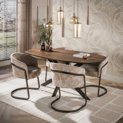 Table de salle à manger ovale 180 cm en acacia massif brun Artic