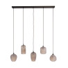 Suspension moderne 5 lampes en verre fumé Natura