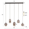 Suspension moderne 5 lampes en verre fumé Natura
