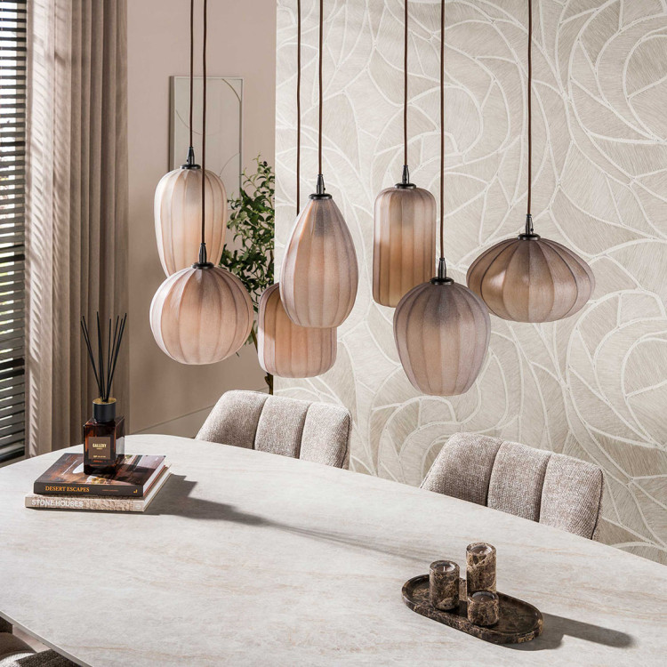 Suspension moderne 7 lampes en verre fumé Natura