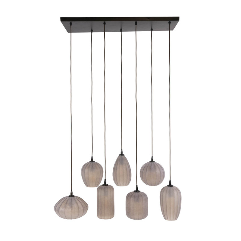 Suspension moderne 7 lampes en verre fumé Natura — vue 4