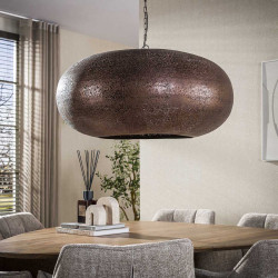 Suspension industrielle &Oslash; 90 cm en m&eacute;tal cuivre antique C&eacute;lien